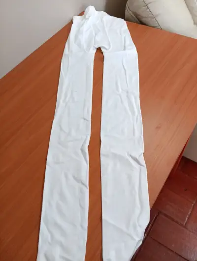 Pantys largas blancas y beige para niña - miniatura 1