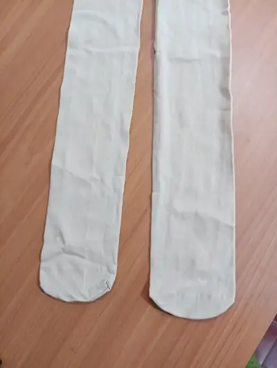 Pantys largas blancas y beige para niña - miniatura 6