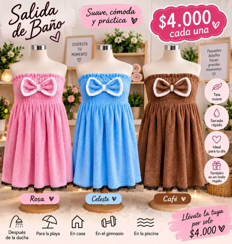 Salida de baño suave y cómoda en varios colores