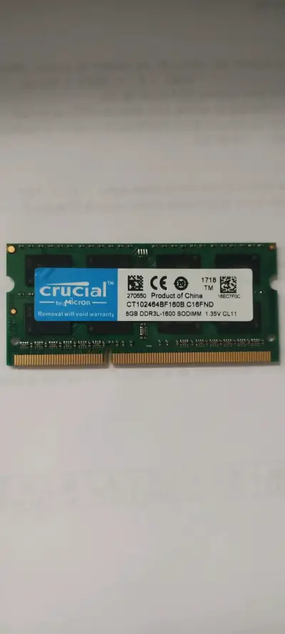 Memoria RAM Crucial 8GB DDR3L 1600 SODIMM - miniatura 3