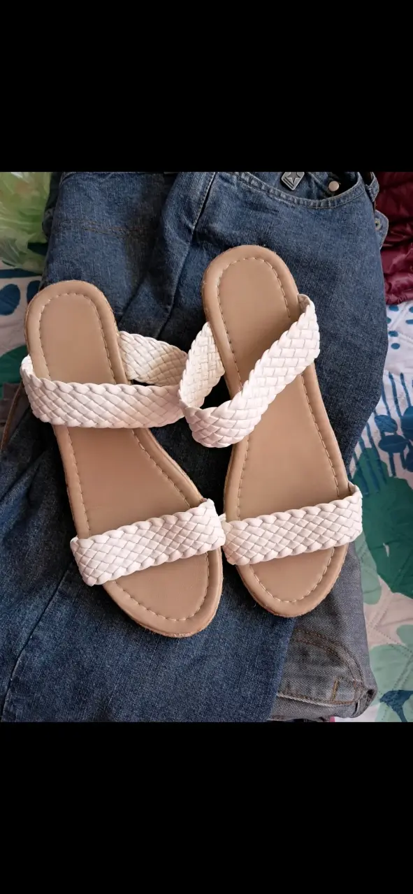 Sandalias de plataforma trenzadas blancas 1 uso! - 1