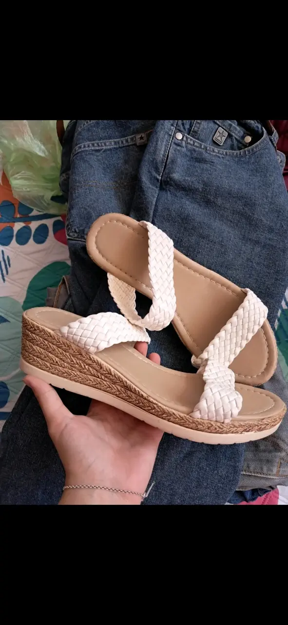 Sandalias de plataforma trenzadas blancas 1 uso! - 2