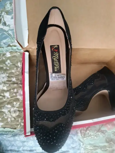 Zapatos de Tacón Negro con Detalles de Malla Anili - miniatura 2
