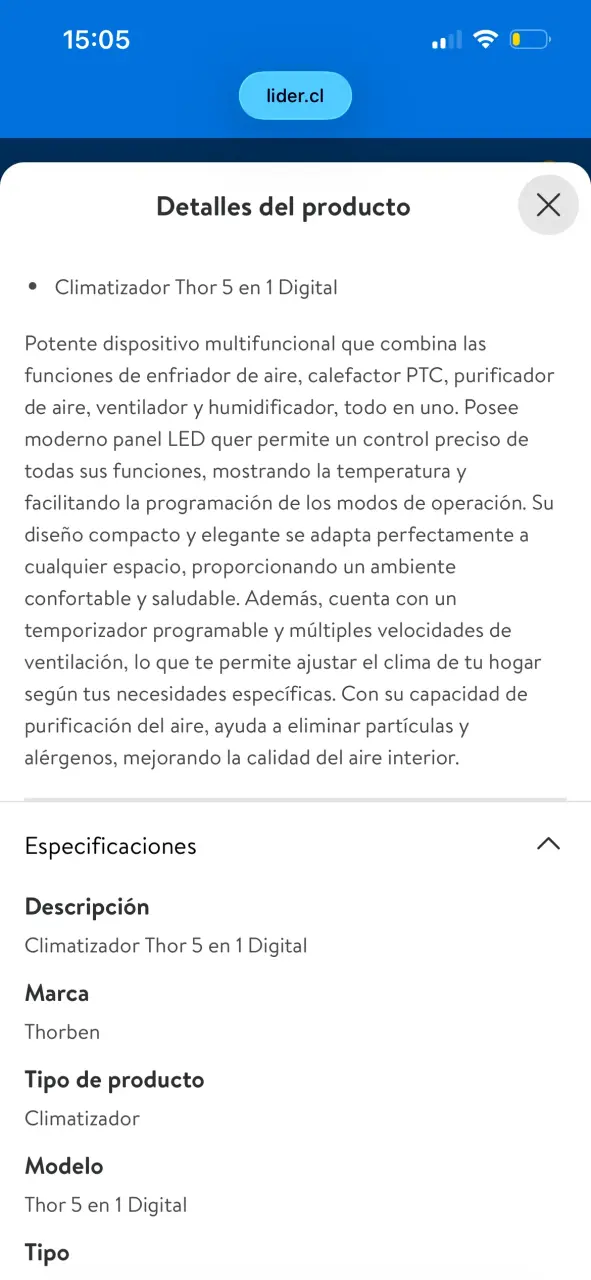 Climatizador Thorben Thor 5 en 1 Digital - 4
