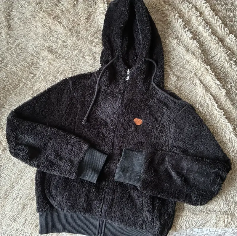 Chaqueta de felpa negra con capucha DOO Australia - 1