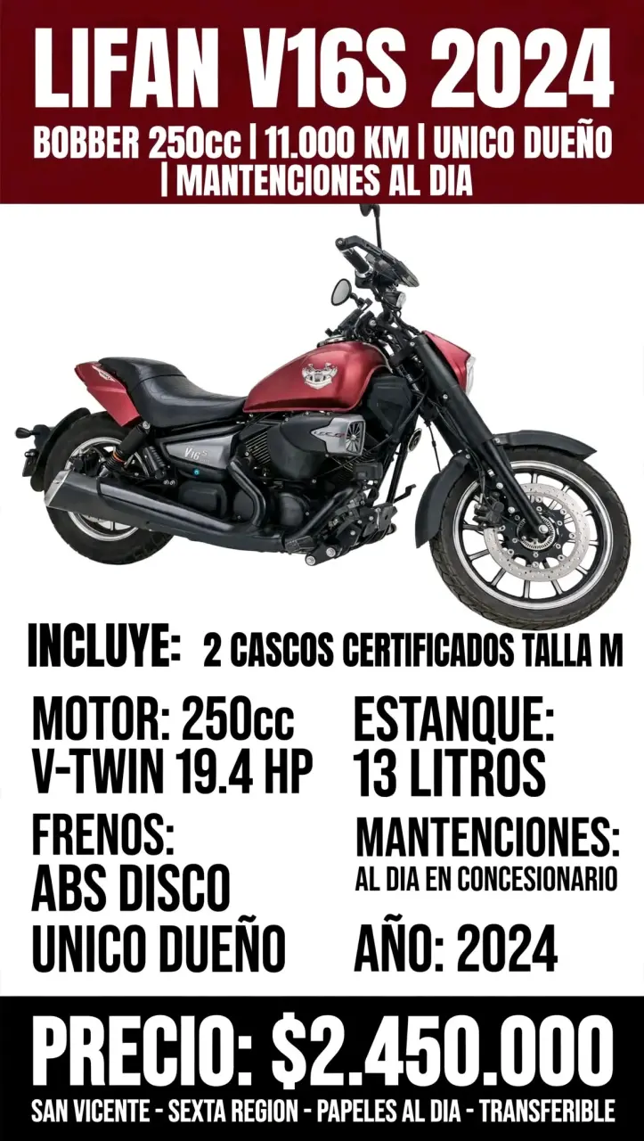 Moto Lifan V16S 2024 Bobber 250cc - 1