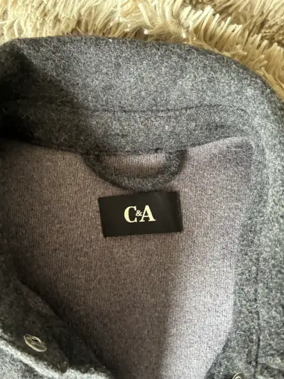 Chaqueta de lana gris C&A con cinturón - miniatura 2
