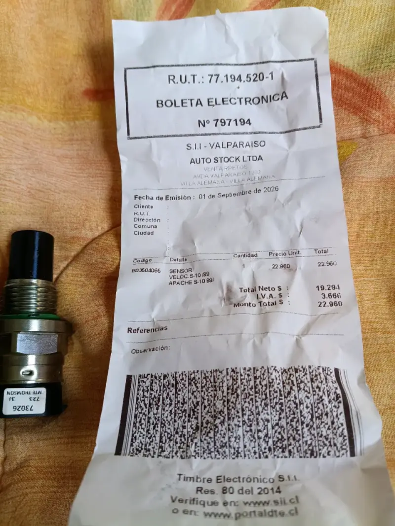 SENSOR VELOCIDAD CHEVROLET S10 año 1996 4X4 - 3