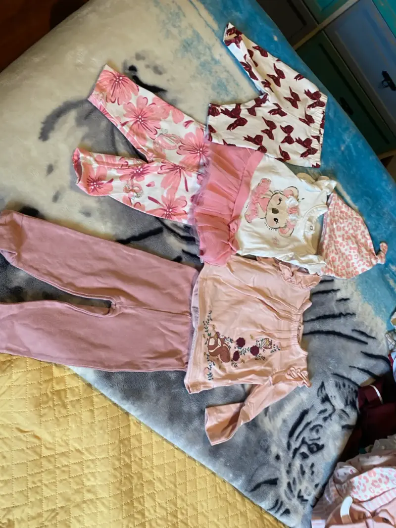 Lote de ropa de bebé en tonos rosados y estampados - 2