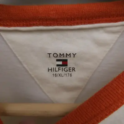 Polera Tommy Hilfiger manga larga naranja y blanca - miniatura 3