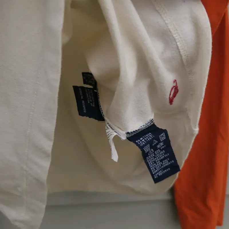 Polera Tommy Hilfiger manga larga naranja y blanca - 4