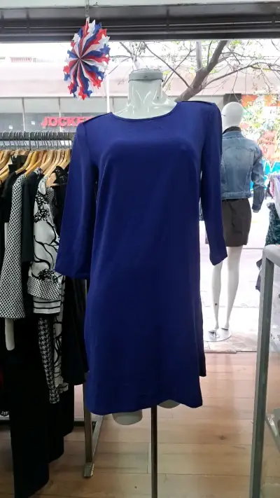 Vestido azul de manga larga para mujer - miniatura 1