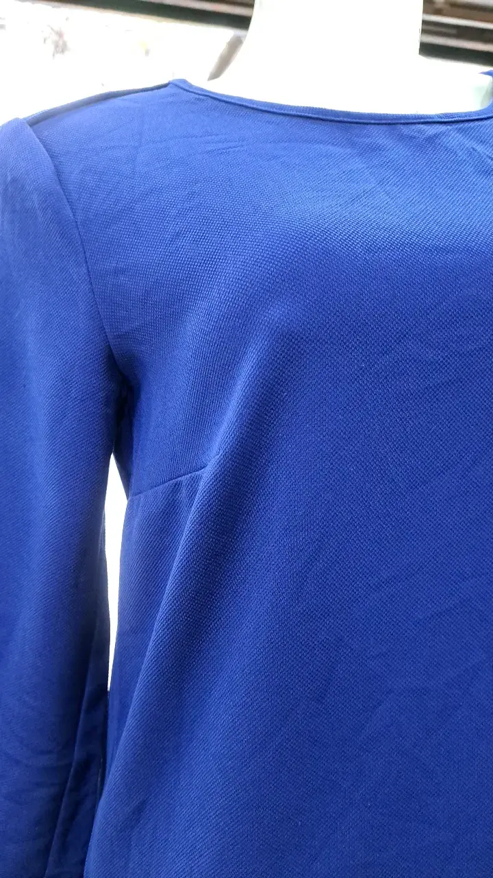 Vestido azul de manga larga para mujer - 2