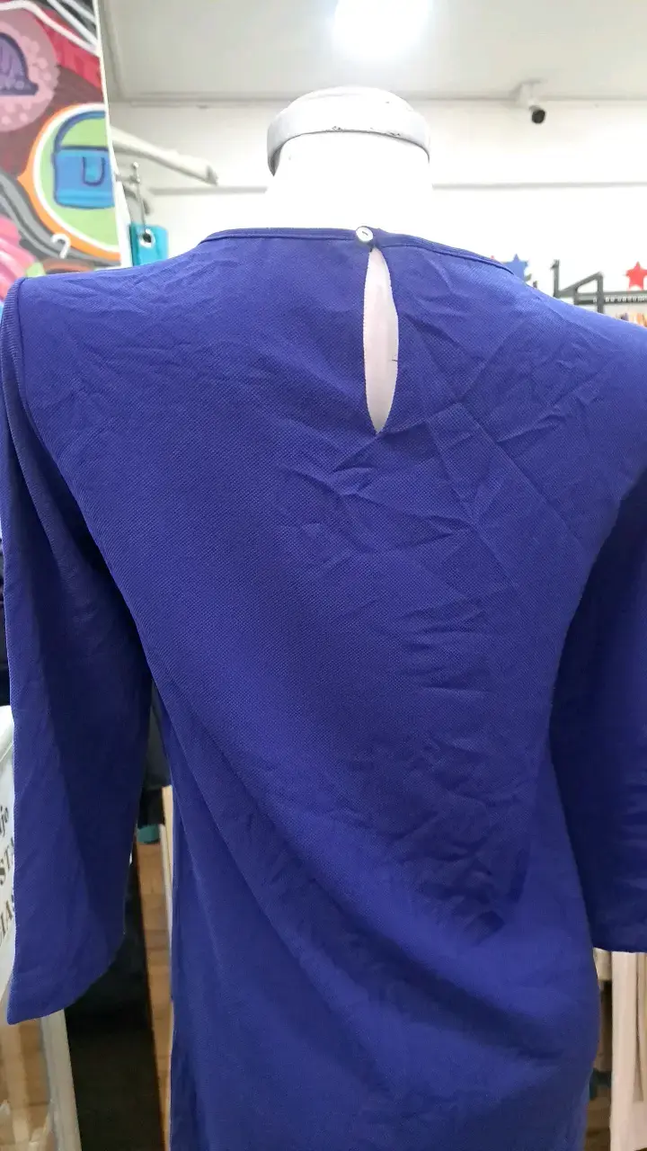 Vestido azul de manga larga para mujer - 3