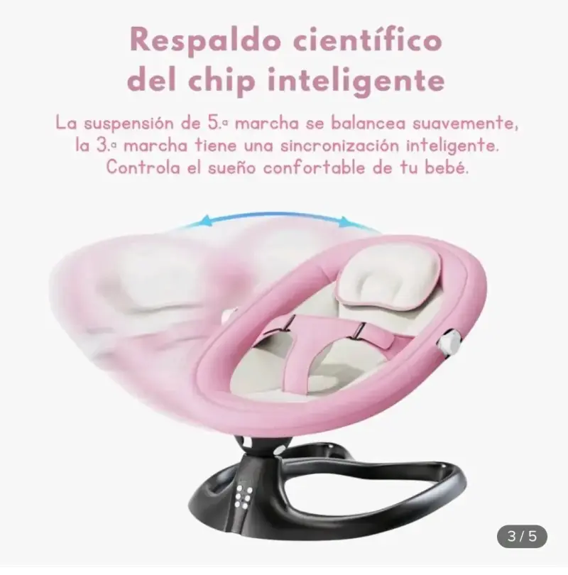 Silla Mecedora Eléctrica Bluetooth para Bebé Rosa - 3