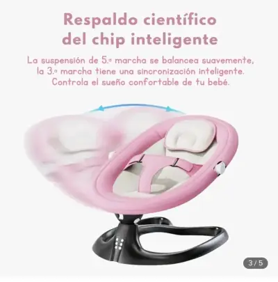 Silla Mecedora Eléctrica Bluetooth para Bebé Rosa - miniatura 3