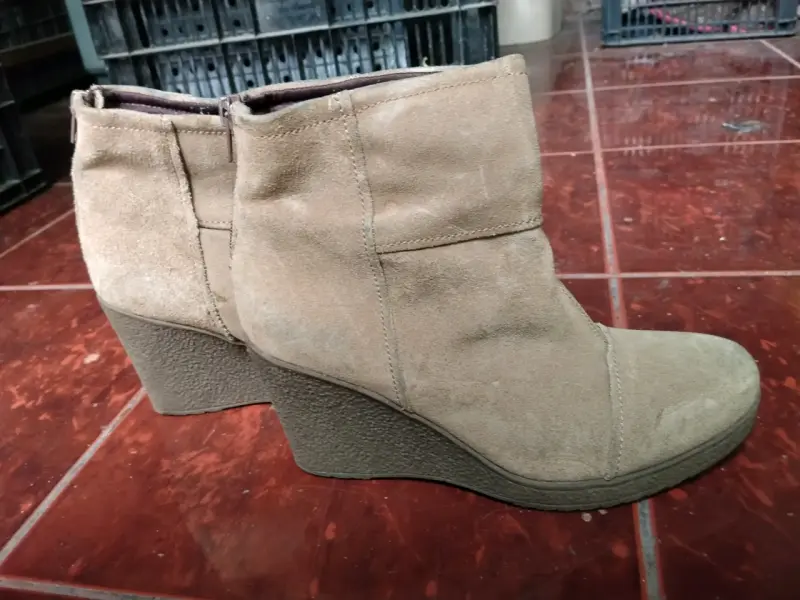 Botines de cuero marrón con tacón bajo - 5
