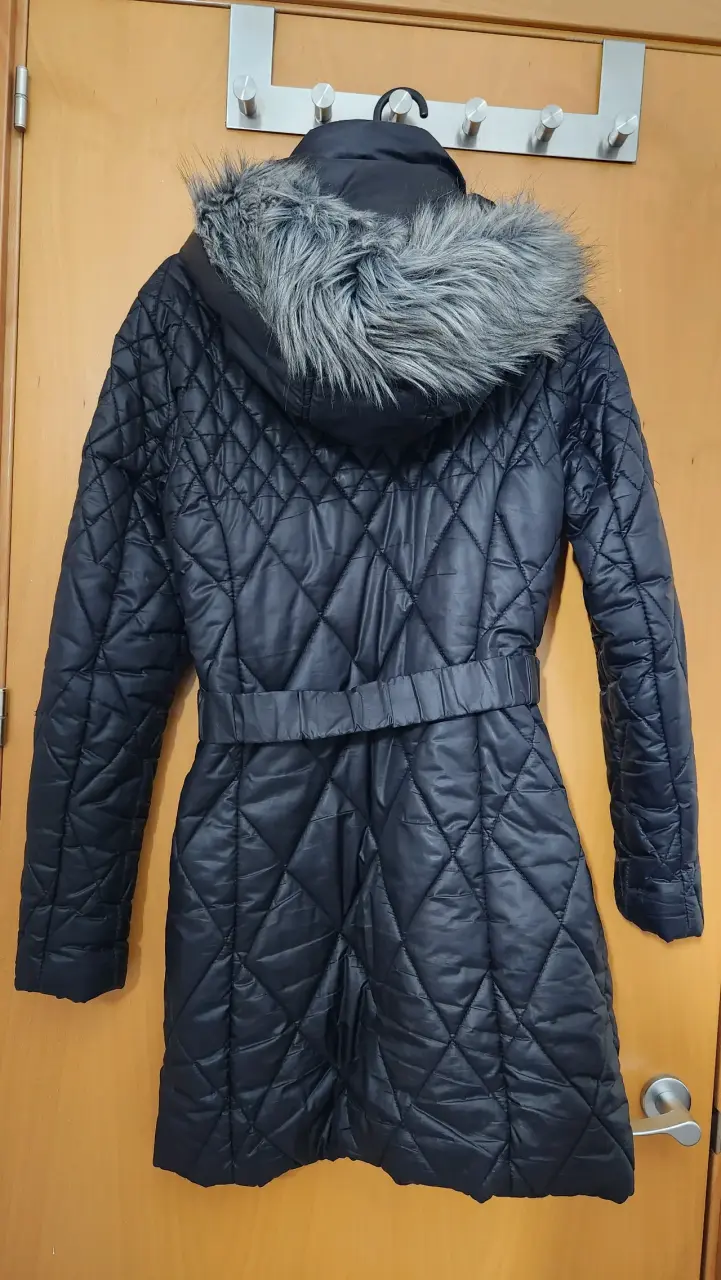 Parka acolchada negro con capucha desmontable - 2