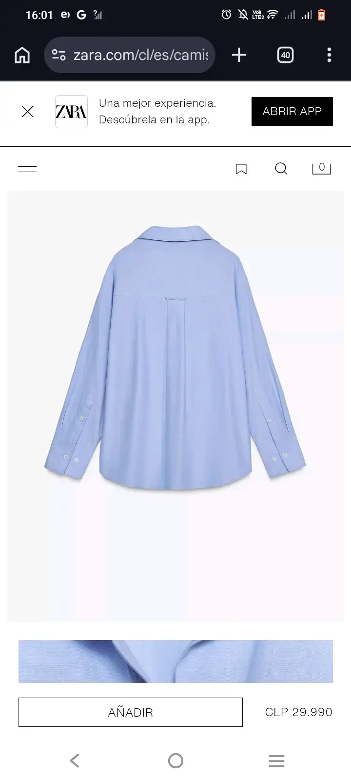 Camisa Básica Oxford Azul Zara - 1
