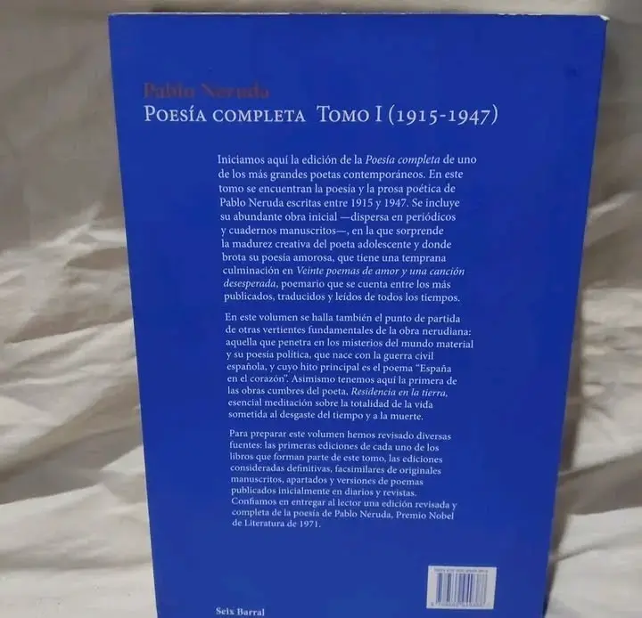 Libro Poesía Completa Tomo I de Pablo Neruda - 2