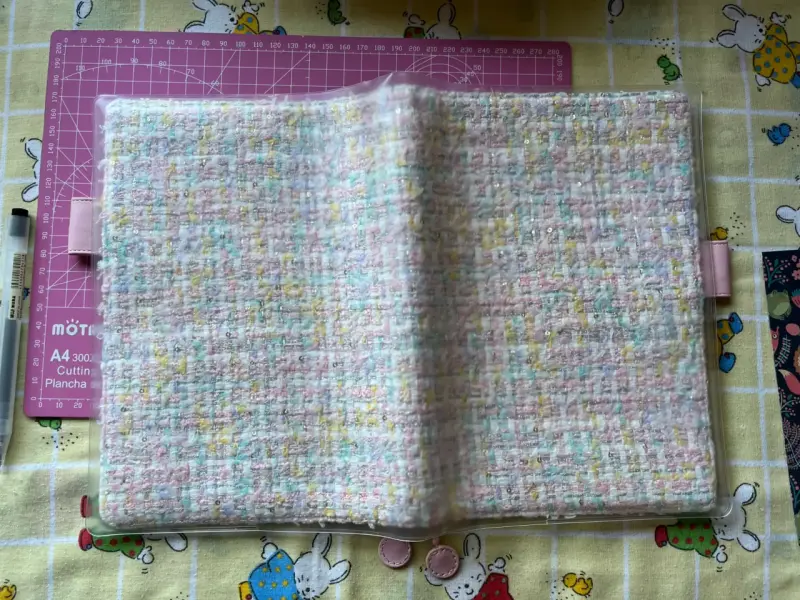 Funda de libro de tela multicolor con cierre - 4