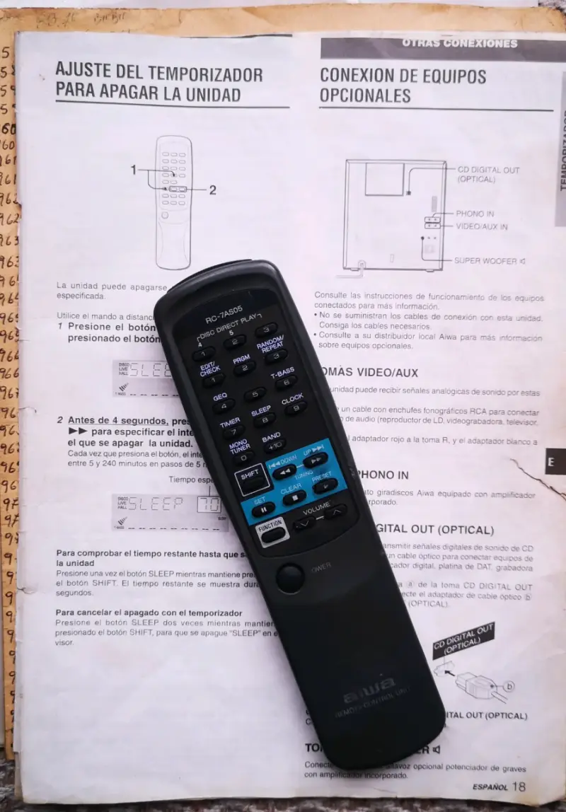 Manual y control REMOTO AIWA ZM 500 - 3