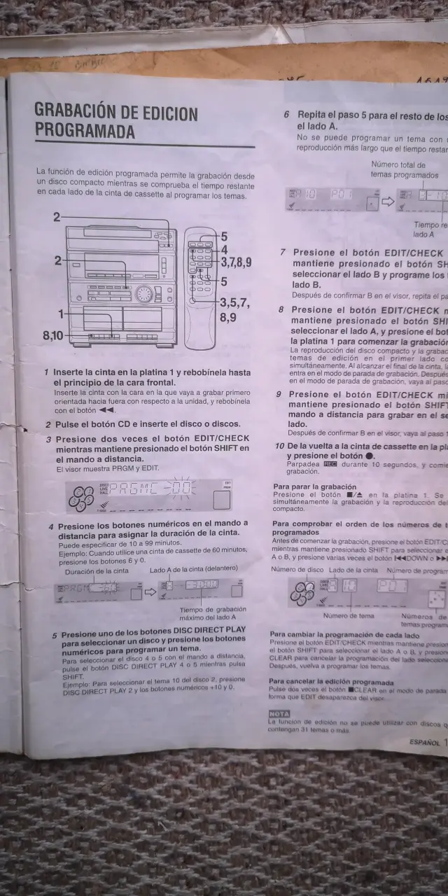 Manual y control REMOTO AIWA ZM 500 - 4