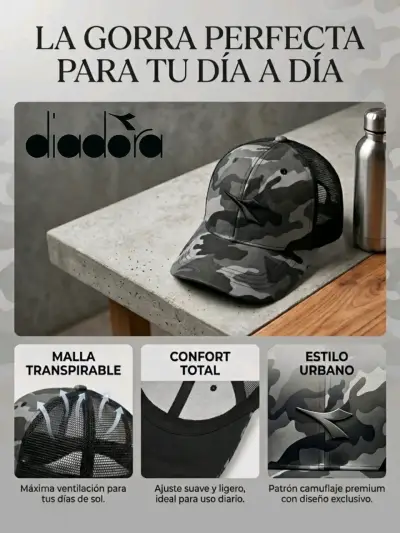 Gorra camuflaje Diadora con malla transpirable - miniatura 1