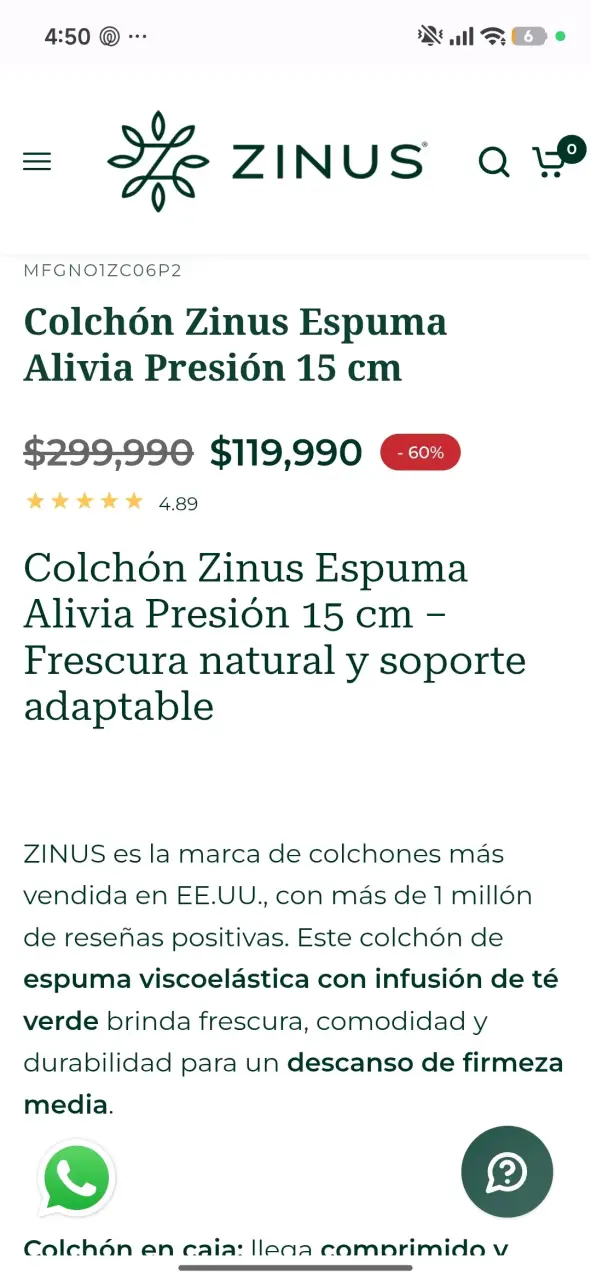 Colchón Zinus Espuma Alivia Presión 20 cm - 4
