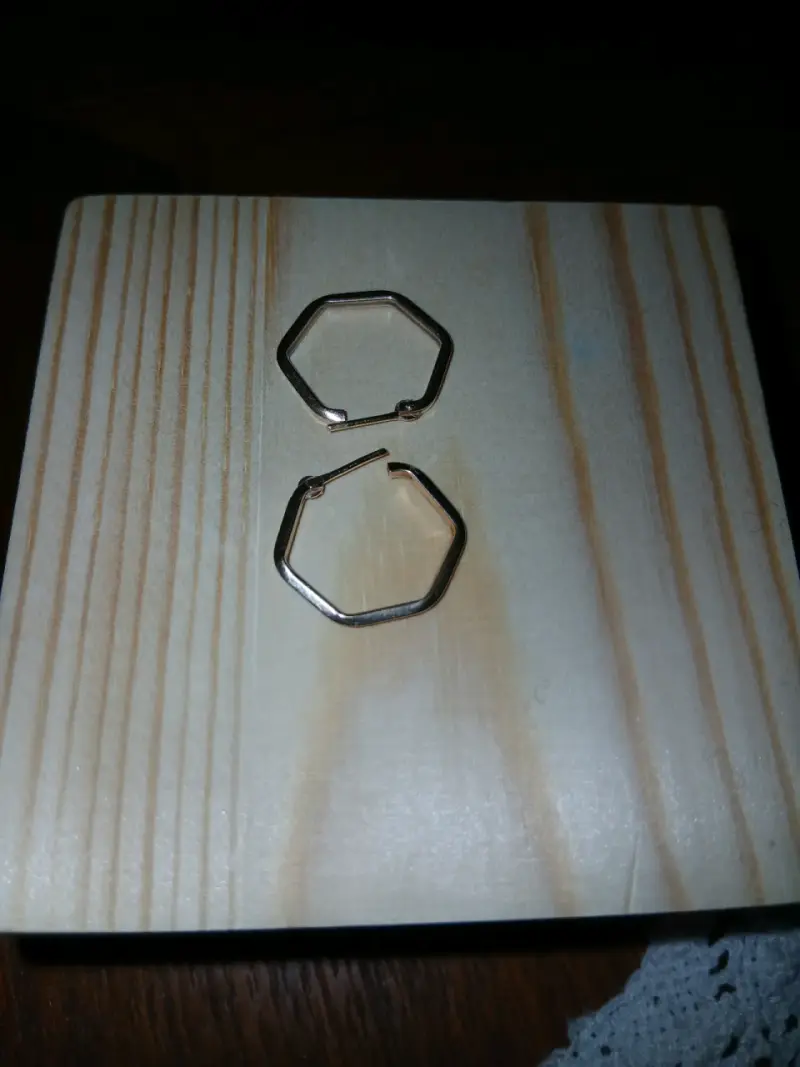 Aros de aro hexagonales de oro 18K - 3