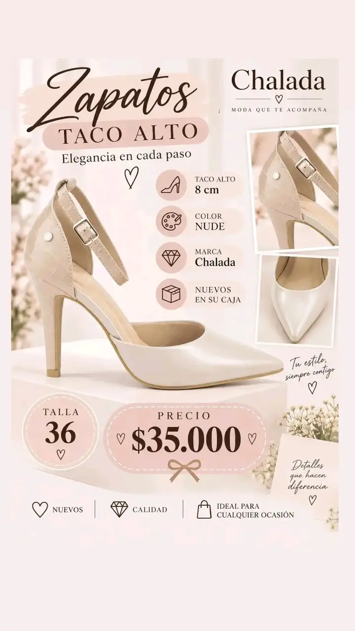 Zapatos taco alto nude Chalada talla 36