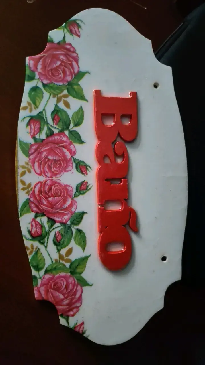 Letrero Decorativo de Baño con Rosas - 2