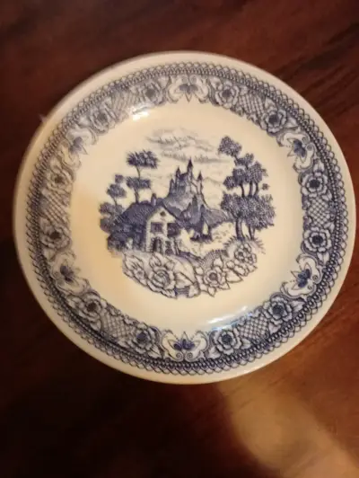 Plato decorativo de cerámica con diseño azul - miniatura 1