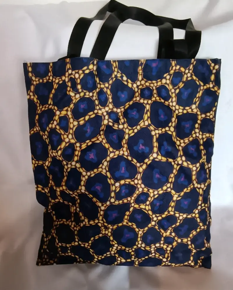 Bolso de tela con estampado de rayas y animal print - 3