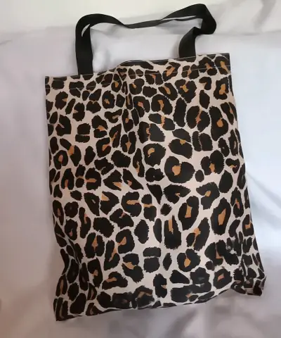 Bolso de tela con estampado de rayas y animal print - miniatura 4