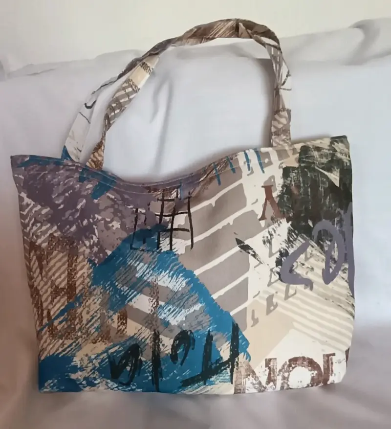 Bolso de tela con estampado de rayas y animal print - 6