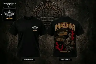 Polera Negra Estampada Militar DTF - miniatura 3