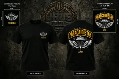 Polera Negra Estampada Militar DTF - miniatura 5