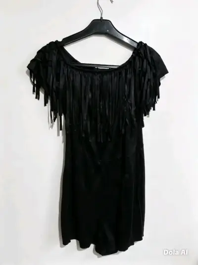 Mono corto negro con flecos para mujer - miniatura 2