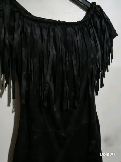 Mono corto negro con flecos para mujer - miniatura 3