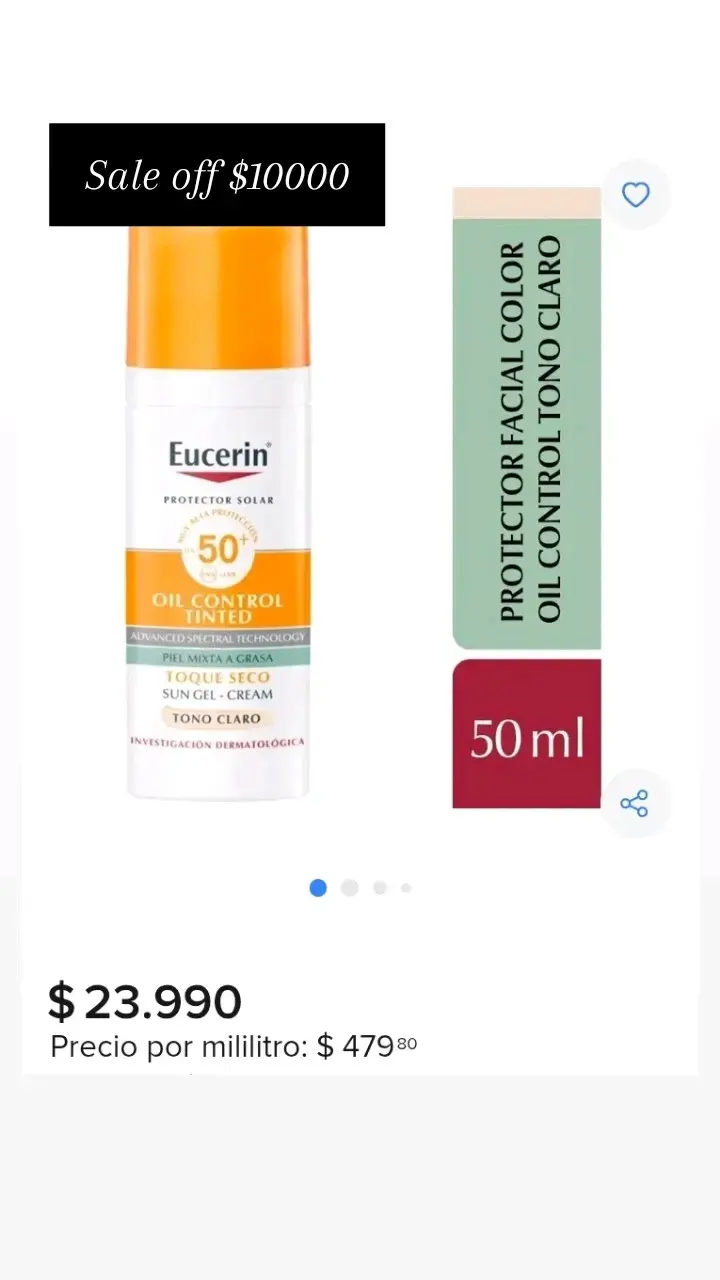 Protector Solar Eucerin Oil Control Tono Claro 50ml