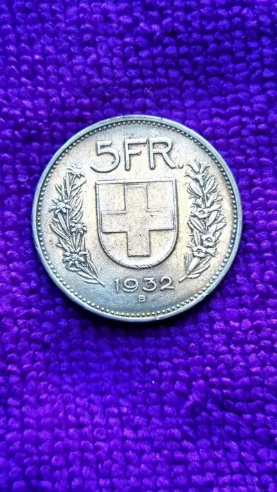 Esplendida moneda Plata Suiza 5 Francos 1932. - miniatura 2