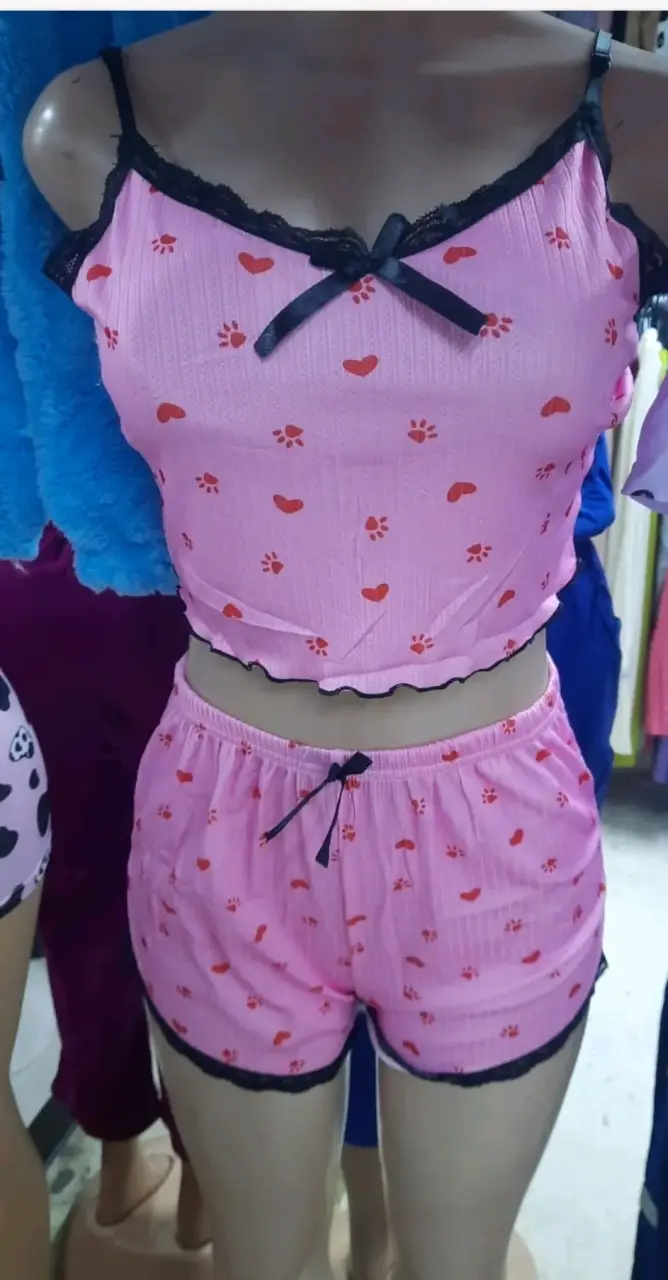 Pijamas cortos de mujer con estampado de frutas - 2