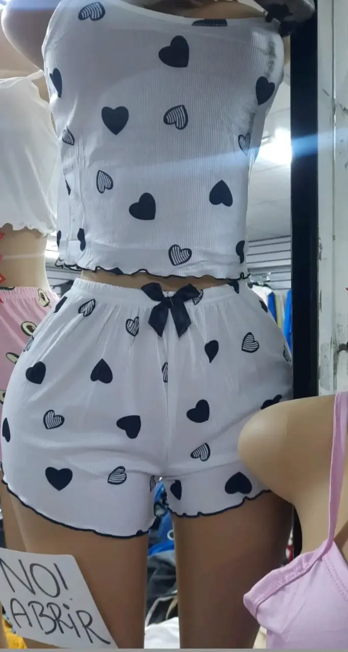 Pijamas cortos de mujer con estampado de frutas - 3