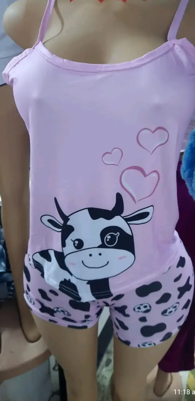 Pijamas cortos de mujer con estampado de frutas - 4