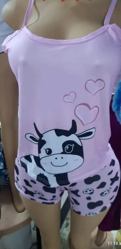 Pijamas cortos de mujer con estampado de frutas - miniatura 4