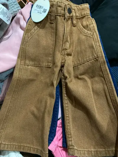 Pantalones anchos para niña color marrón y azul - miniatura 1