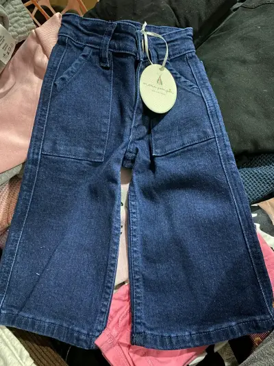 Pantalones anchos para niña color marrón y azul - miniatura 2