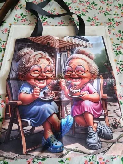 Bolsa de tela con diseño artístico colorido - miniatura 2