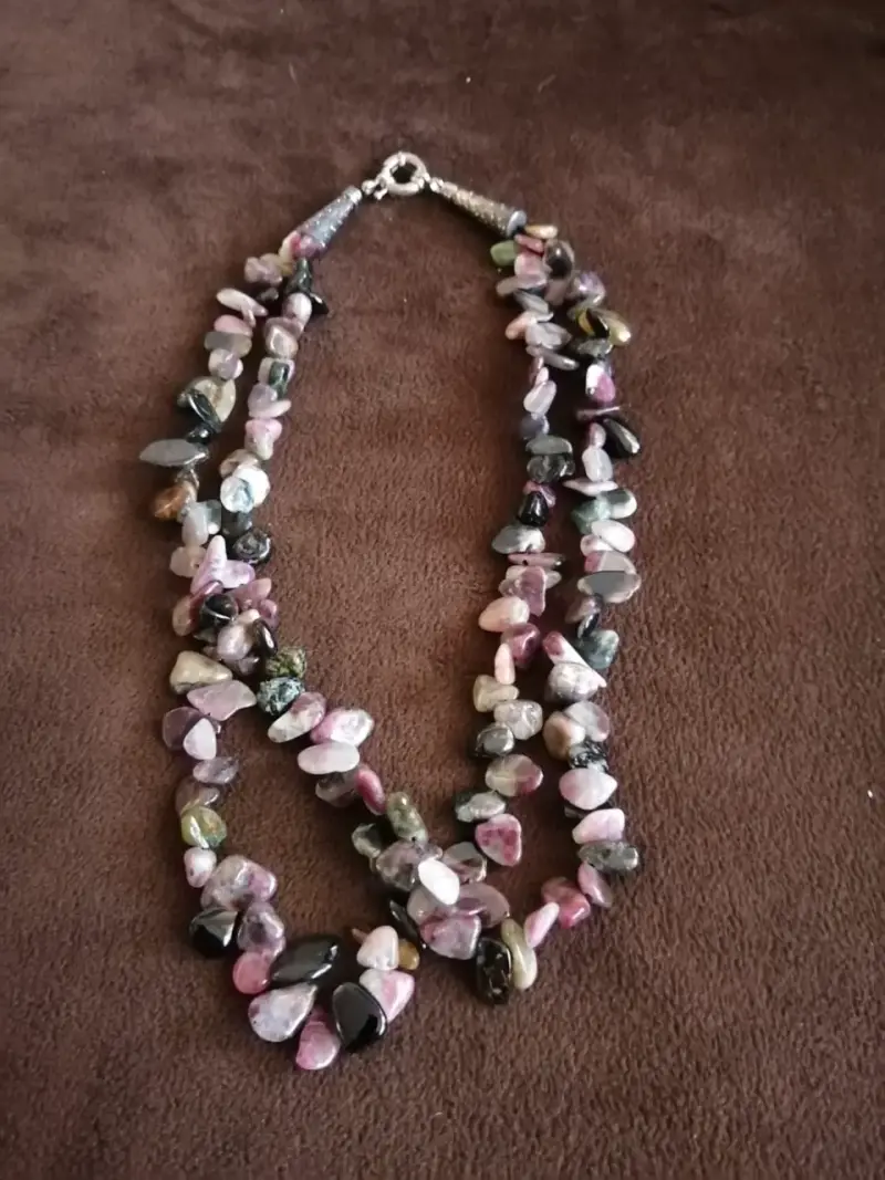 Collar Nuevo de Turmalina Multicolor Doble Hilo - 1